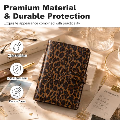 Convend A5 Kpop Photocard Binder with 30 Pack 4-Pocket Card Pages, 6 Ring Refillable Binder Album with 240 Card Slots, PU Leather Cover, Magnetic Closure, Trading Cards, Game Cards, Leopard Textured - color: New-3, size: Luxe-A5