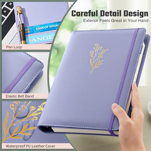 Ovesmusl PU Leather Aesthetic A5 Binder 6 Ring Binder Journal Cover - color: Purple, size: A5