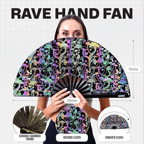 SoJourner Folding Rave Fan, Reflective Mushroom - color: Reflective Mushroom