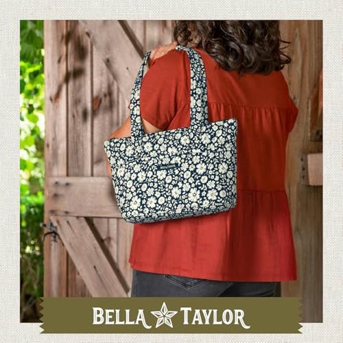 Bella Taylor Small Tote, Quilted Shoulder Bag for Women - color: Bicolor Floral Navy