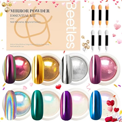 Beetles Chrome Nail Powder Set 8 Colors Mirror Effect Metallic - color: Multicolor-8