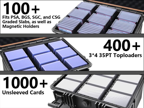 Graded Card Case, Baseball Card Storage Box for Trading Cards with Dividers - color: XL Capacity