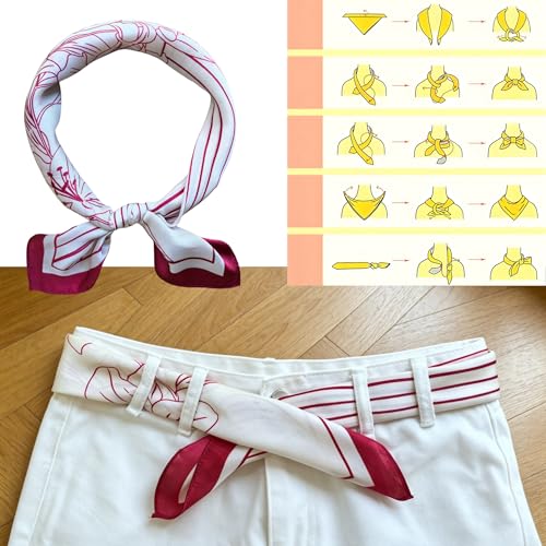 Silk Like Square Scarf for Women Men 27.5" - color: Stripe Red