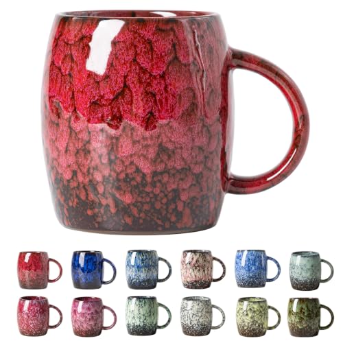 Crimson Ember Ceramic Mug, 14oz Reactive Glaze Coffee Mug, Gift for Him - color: 14OZ - Crimson Ember · POWER