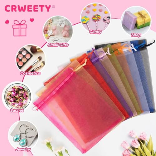 Crweety 50 Pcs Organza Bags 3x4, Multicolor Small Mesh Gift Bags Drawstring - color: Multicolor