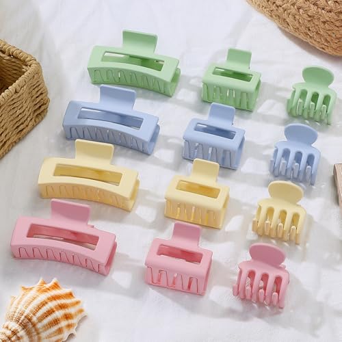 SMKSL 12 Pcs Hair Claw Clips for Women & Girls 3 Styles Hair Accessories - color: Colorful