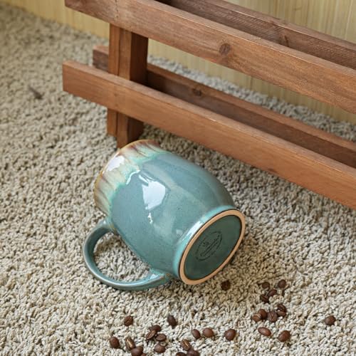 Bosmarlin Extra Large Ceramic Coffee Mug, 24 Oz, Dishwasher and Microwave Safe, Big Oversized Tea Cup, Reactive Glaze (Peacock Blue) - color: Peacock Blue