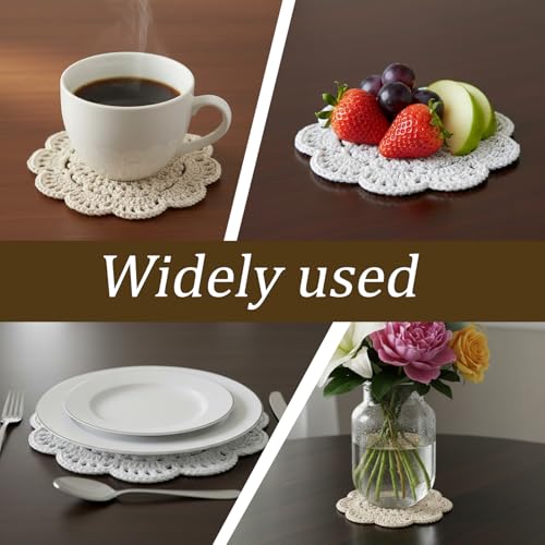 JJUNW 12 PCS Crochet Doilies, 4 Inch Round Lace Placemats for Cup Coasters