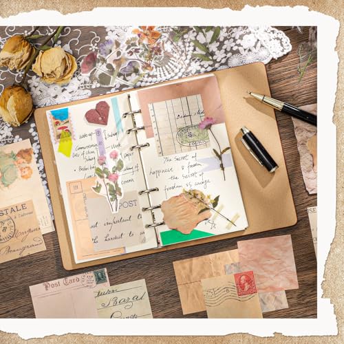 445 Pcs Vintage Scrapbook Paper with Floral Stickers for Junk Journal - color: Floral Pattern