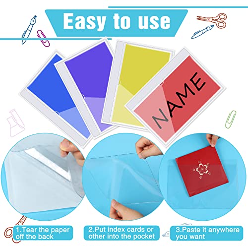 Chinco 30 Pcs Self Adhesive Clear Index Card Pockets,9.9 x 7 Inches - size: 9.9 x 7 Inches