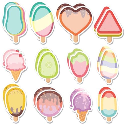Yinder 24 Pads Ice Cream Sticky Notes Cute Kawaii Cartoon Self Adhesive - color: Multicolor, size: Ice Cream