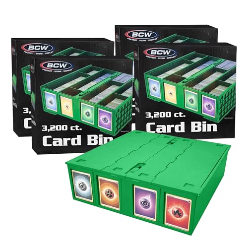 BCW Collectible Card Bin, Holds 3,200 Cards, Stackable, Green, 4 Pack - style: 4 Pack