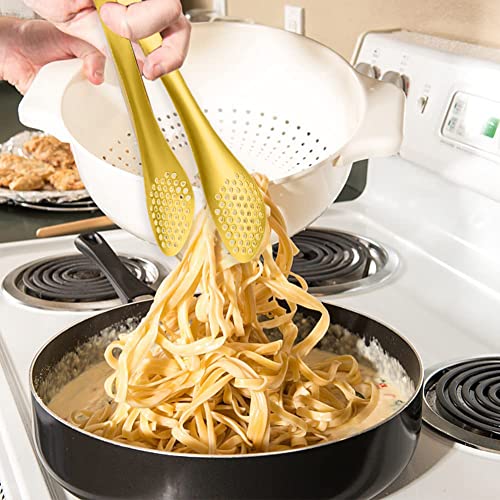 4 PCS Serving Tongs Gold Tongs 9 Inch Serving Utensils Stainless Steel Serving Tongs for Salad Buffet Appetizer Dessert Tong for Food Parties - color: Gold, size: 9 Inch