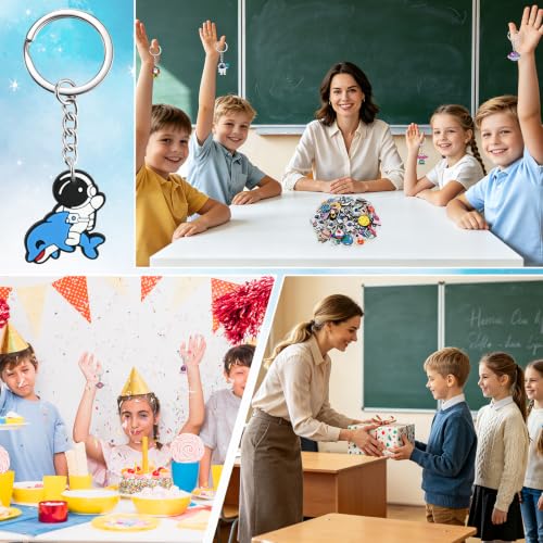 Cute Keychains Bulk, Keychain Charms Key Chain Trinkets Backpack Charms Accessories Keyring for Classroom Prizes - color: Astronaut-50pcs