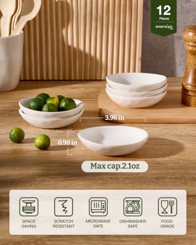 famiware Ceramic Soy Sauce Dish, 2.1oz Dipping Bowl Set of 12, Matte White - color: Matte White, size: 12pcs
