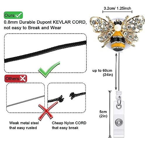 Crystal Badge Reels Retractable ID Holder with Cute Animal Design 5-Pack - color: Owl,bee,sunflower,turtle