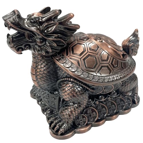 Briskfeel Feng Shui Dragon Turtle Multi Functional Metal Statue Wealth Prosperity Sculpture for Living Room Office Desk Feng Shui Art Best Housewarming Congratulatory GIF (D1 Bronze) - color: D1 Bronze