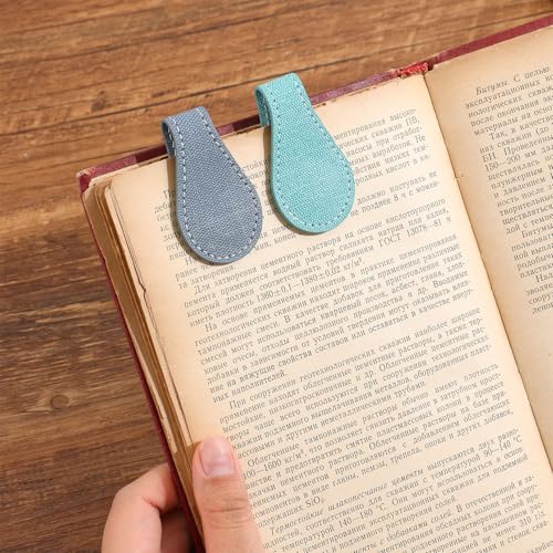 3PCS Vintage Magnetic Leather Bookmark, Leather Magnetic Bookmarks for Women, Magnetic PU Bookmarks Clip Book Accessories, Denim Pattern - style: Denim Pattern