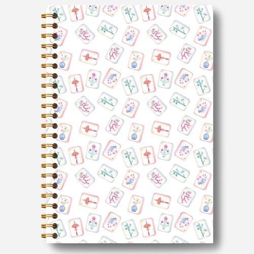 Chinoiserie Mahjong Gifts Notebook, Mahjong Gifts for Women Journal, Gift for Mah Jong Lovers Players Journal, Mah Jong Accessories Hardcover Spiral Notebooks 5.5x8.3 Inch - color: Section 4