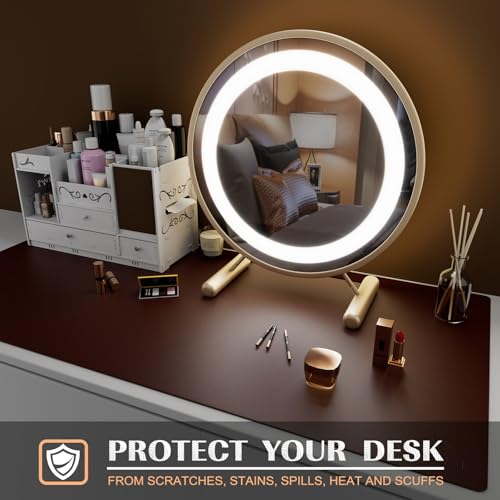 K KNODEL Extra Large Desk Mat, Leather Mouse Pad (35.4"x17", Dark Brown) - color: Dark Brown, size: 35.4" x 17"