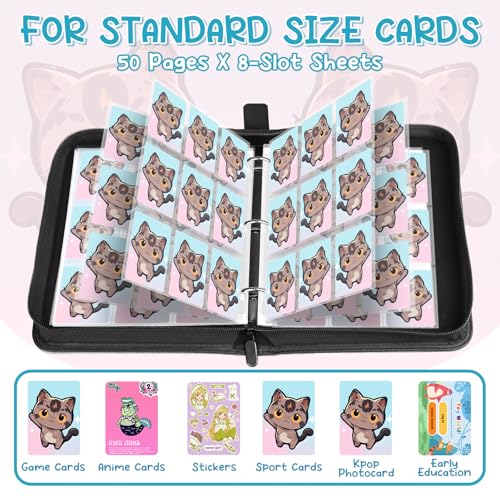 Premium 4-Pocket Trading Card Binder, 400-Card Capacity, Pink Blue - color: Pink Blue