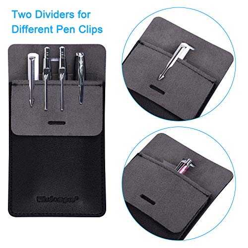 Wisdompro Pocket Protector, 3 Pack PU Leather Heavy Duty Pen Holder Pouch - color: Black