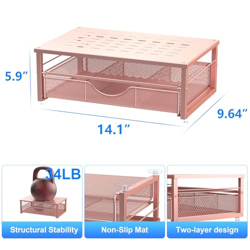 gianotter Computer Monitor Stand Riser with Drawer - color: Rose, size: 14.1L x 9.64W x 5.9H Inch