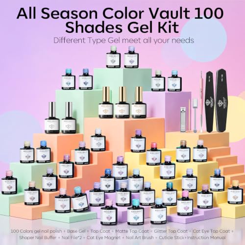 modelones Gel Nail Polish Set 110pcs 100Colors Red Jelly Glitter All Season - color: A0 100colors All season