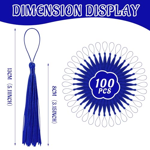 100 Pcs Bookmark Tassels Bulk Royal Blue Soft Craft Silky Handmade Mini Tassels for Jewelry Making with Loops for DIY Craft Accessory Dress Decoration - color: Royal Blue