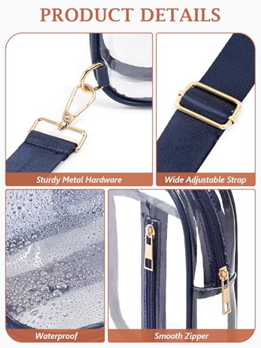 Clear Bag for Stadium Events, Clear Crossbody Sling Purse, 2 Straps - color: 1# dark blue, style: Style 1