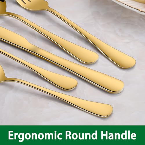 Gold 6.7 Inch Teaspoon Set Of 8, Stainless Steel Tea Spoons for Dessert, Golden Metal Small Spoons For Restaurant, Silverware Spoons For Coffee - color: Gold