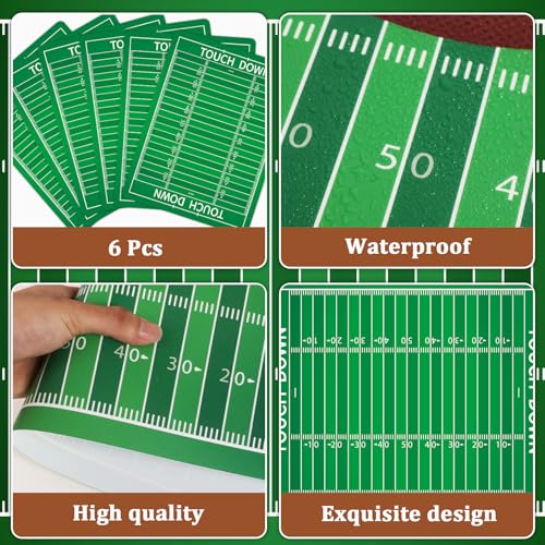 Football Placemats Set of 6 Sports Plastic Table Mat 17×13×0.04in - style: Football Field