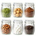 ComSaf Ribbed Glass Mason Jars with Airtight Lids 25 oz 6 Pack Coffee - size: 25 fl oz x 6 - Ribbed