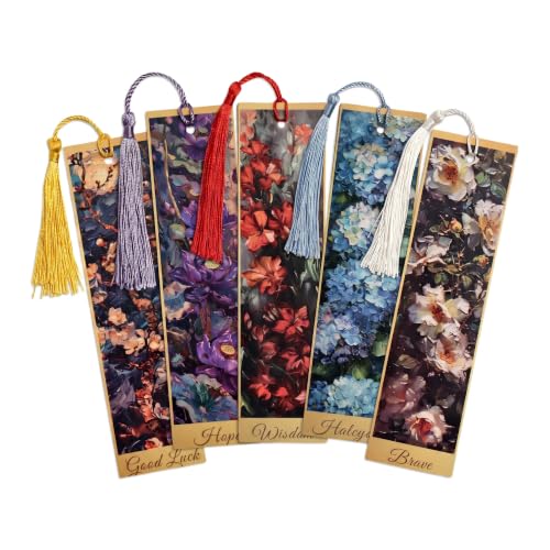 5Pcs Printed Paper Floral Vintage Oil Painting Book Marks with Tassels - color: Set a