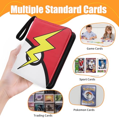 4 Pocket Trading Card Binder, Portable Card Collection for Standard Cards - color: B Red, size: 4-Pocket