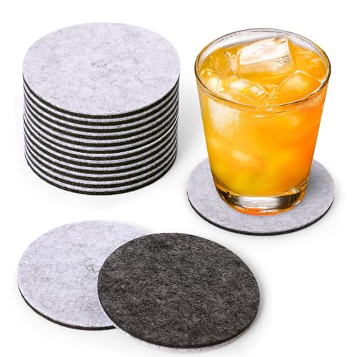 A&A Wonders Premium Felt Coasters for Drink, Two-Tone Reversible, Absorbent Felt Protects Furniture, Table, Anti Slip, Suitable for Drinks & All Table Types (Light Gray/Dark Gray, Circle 12 Pack) - color: Light Gray/Dark Gray, size: Circle 12 Pack