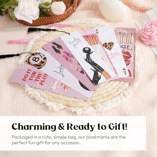 Kaciola Studio 10 PCS Sassy Bookmarks, Funny Bookmarks for Women, Double Sided Lucky Booklover Gifts, Cute Gifts for Romance Reader Friends Girls - color: Sassy