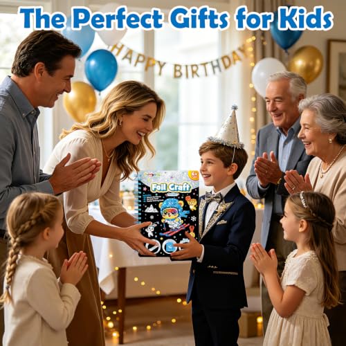 FUNNYB&G Foil Art Craft Kit for Kids, Sparkly Birthday Gift Toy for Kids - style: Love Sport