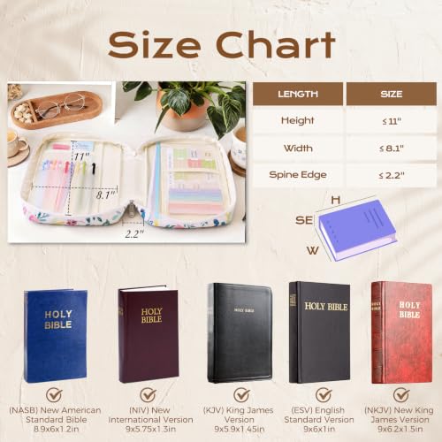 XKDOUS Bible Cover Case for Women Bible Bag Journaling Kit w/Study Supplies - color: Canvas Pink & Blue, size: Large
