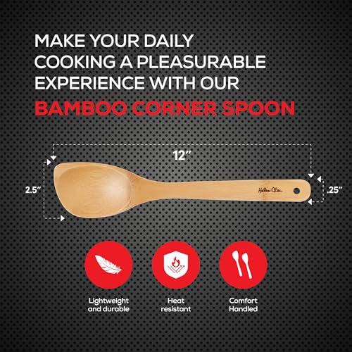 Helen’s Asian Kitchen Bamboo Kitchen Corner Spoon Cooking Utensil, 12-Inch - style: 12-Inch, Corner Spoon
