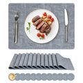 NCUE Vinyl Placemats Set of 12, 17"x12" Wipeable Place Mats with Coasters - color: Light Blue, size: Set of 12
