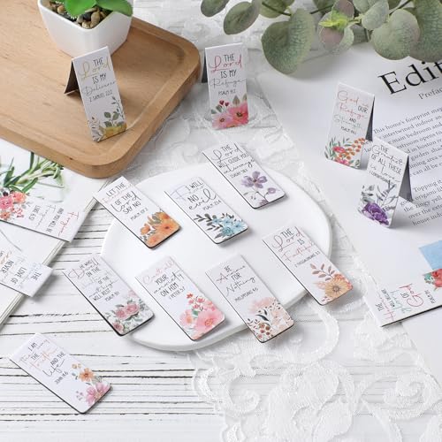 Bible Verse Magnetic Bookmarks - 30 PCs Christian Floral Book Marks for Reading Women Bulk Religious Inspirational Page Markers for Girls Kids Students School Scripture Church Faith Gifts - style: Bible Verse