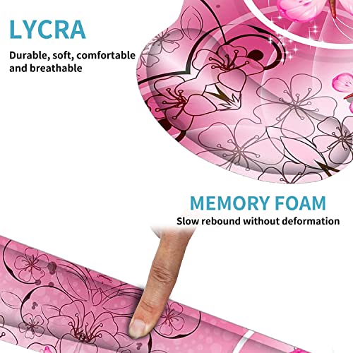RICHEN Keyboard Wrist Rest and Mouse Pad with Wrist Support, Memory Foam Set for Gaming and Office, Comfortable & Lightweight for Easy Typing & Pain Relief (Pink Butterfly) - color: Pink Butterfly