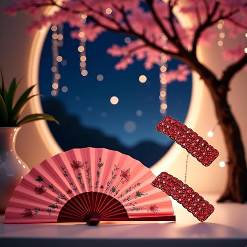 2Pcs Red Rhinestones Snap Hair Clips for Women Girls Rectangular Hairpins Korean Barrettes Hair Accessories，Clips and Barrettes