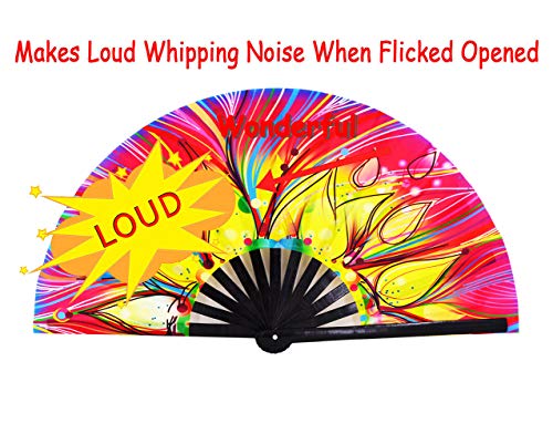 Large Folding Hand Fan Rave Fans, Fire Phoenix - color: Fire Phoenix