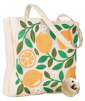 Miss Adola Embroidery Canvas Tote Bag with Pocket & Buckle - color: Lemon