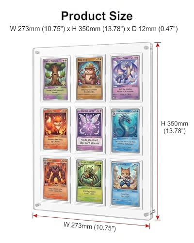 9-Card Acrylic Trading Card Display Frame with Slim UV Card Holders - size: 9 Cards Small