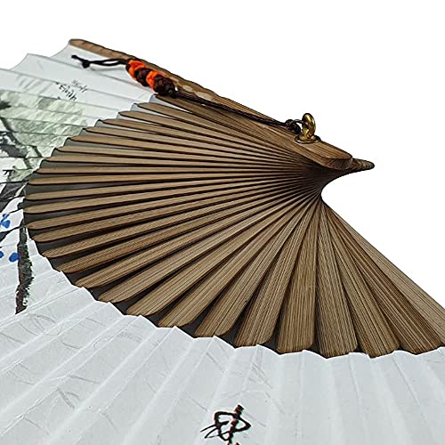 DAILY SSUUP] O-juk-sseon Hand Folding Fan - Korean Tradition Fan Korean Paper Bamboo Frame Folding Fan, Portable Hand Folding Fan, use as Oriental Interior Accessories (NAN-CHO) - color: Nan-cho