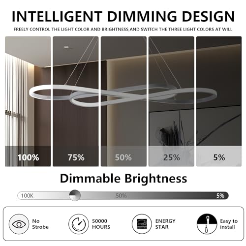 59.06in Large Dimmable LED Pendant Chandelier - color: Silver, size: 59.06in