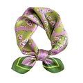 100% Mulberry Silk Scarfs Small Square Scarf 21"x21" Neck Scarf for Women - color: 23-pink+green